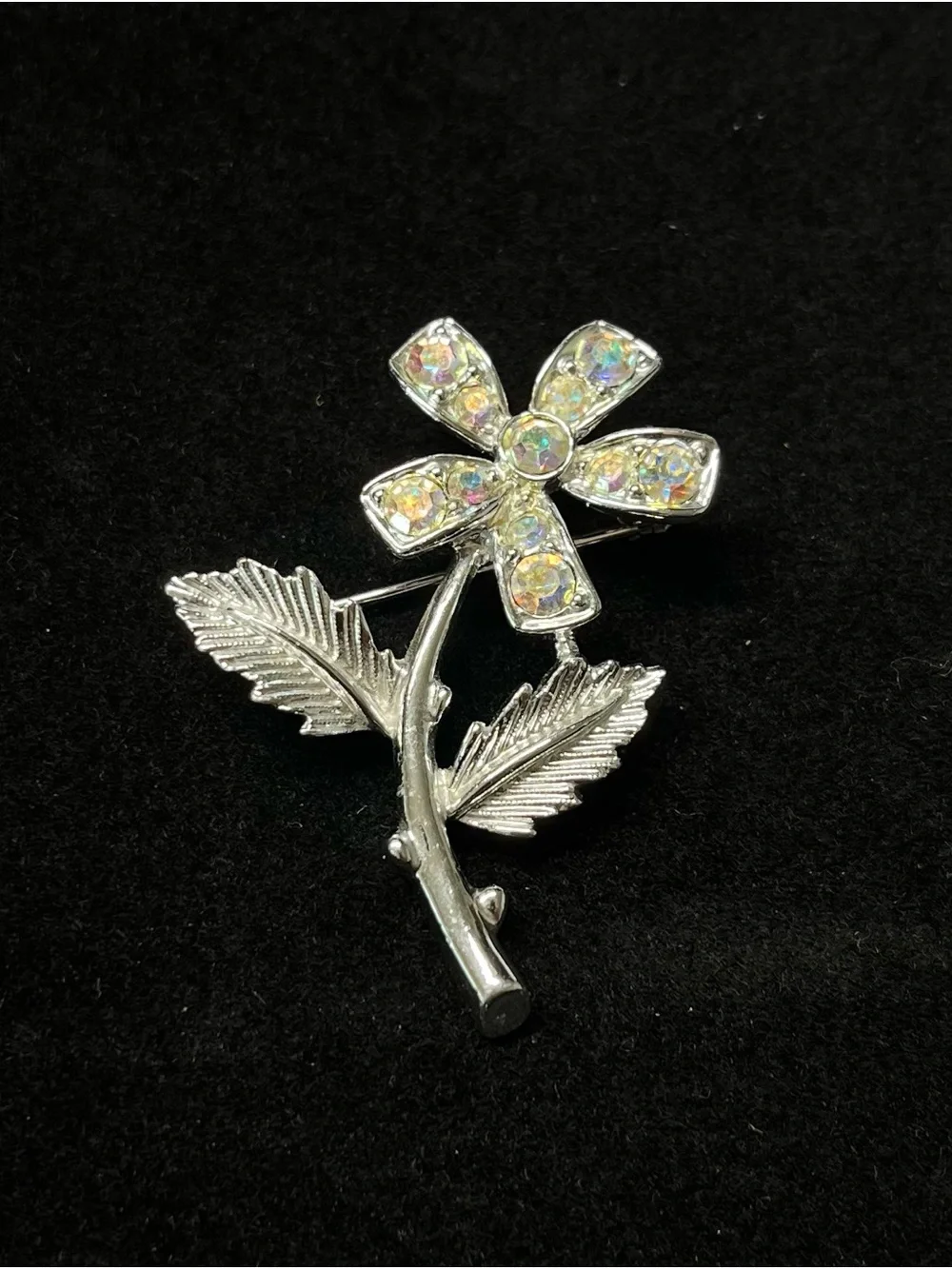 Vintage Sarah Coventry AB Rhinestone Flower Brooch